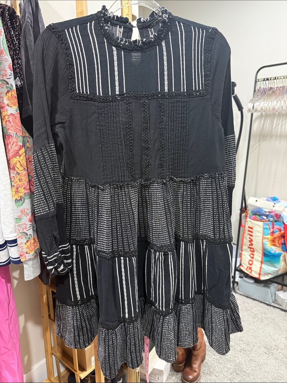 Zara Black and White Tiered Mini Dress. L. GUC!🔥 - Picture 3 of 7